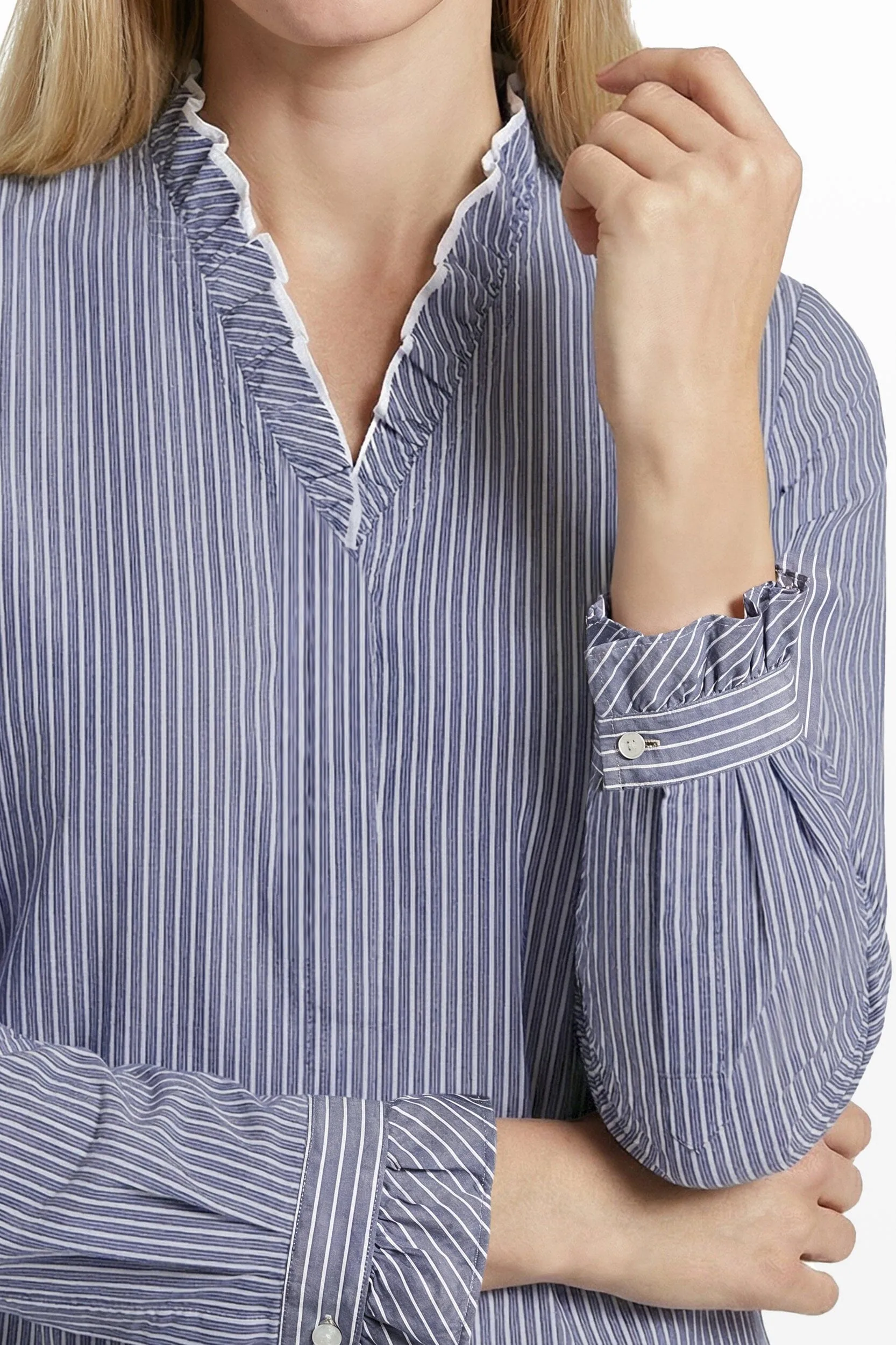 Ruffle Detail Long Sleeve Button Front and Cuff Shirt sold by Anne Klein product image thumbnail 5