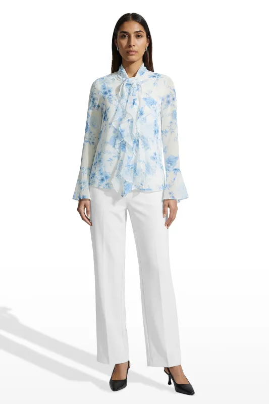 Long Sleeve Blouse with Ruffle Detail and Tie Neck sold by Anne Klein