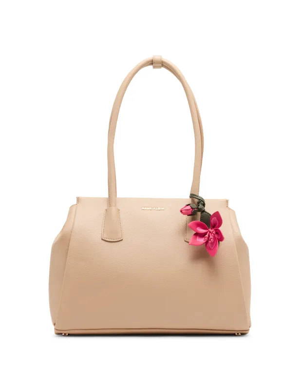 Bonded Tote Bag with Floral Charm made by Anne Klein