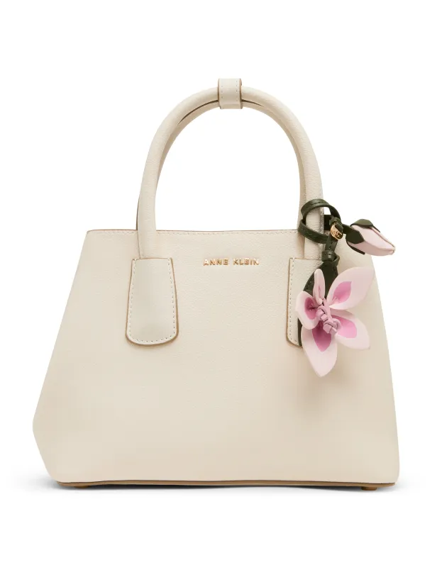 Bonded Satchel with Floral Charm sold by Anne Klein