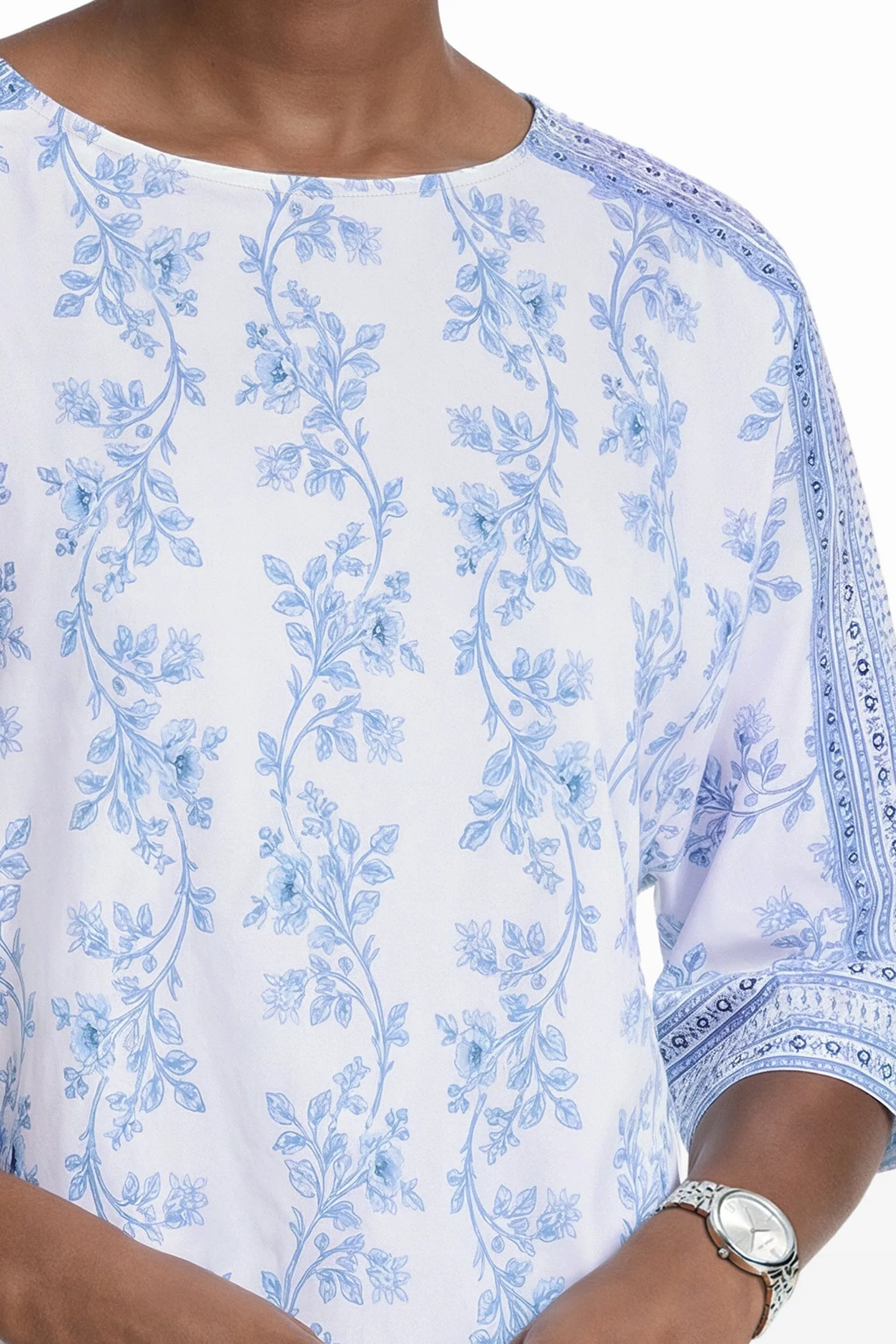 Bateau neckline Neck 3/4 Sleeve Top With Paneled Sleeves sold by Anne Klein product image thumbnail 5