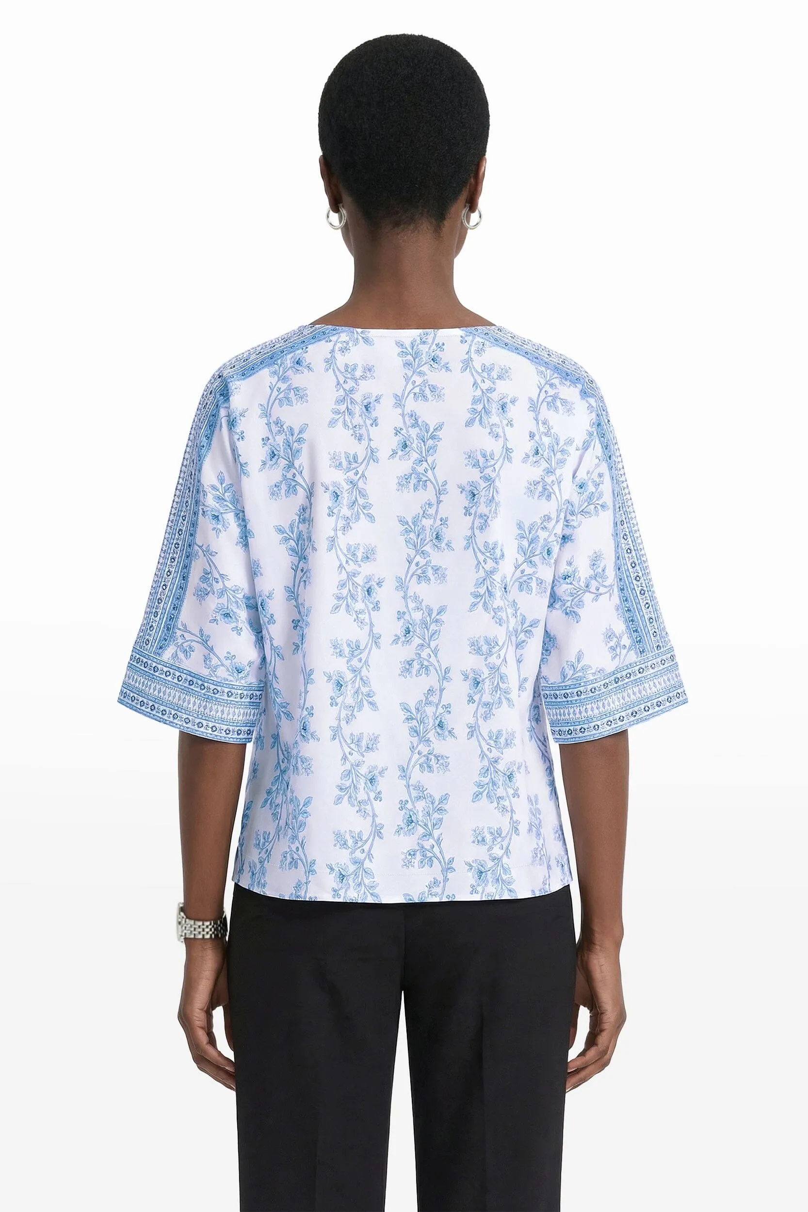 Bateau neckline Neck 3/4 Sleeve Top With Paneled Sleeves sold by Anne Klein product image thumbnail 4