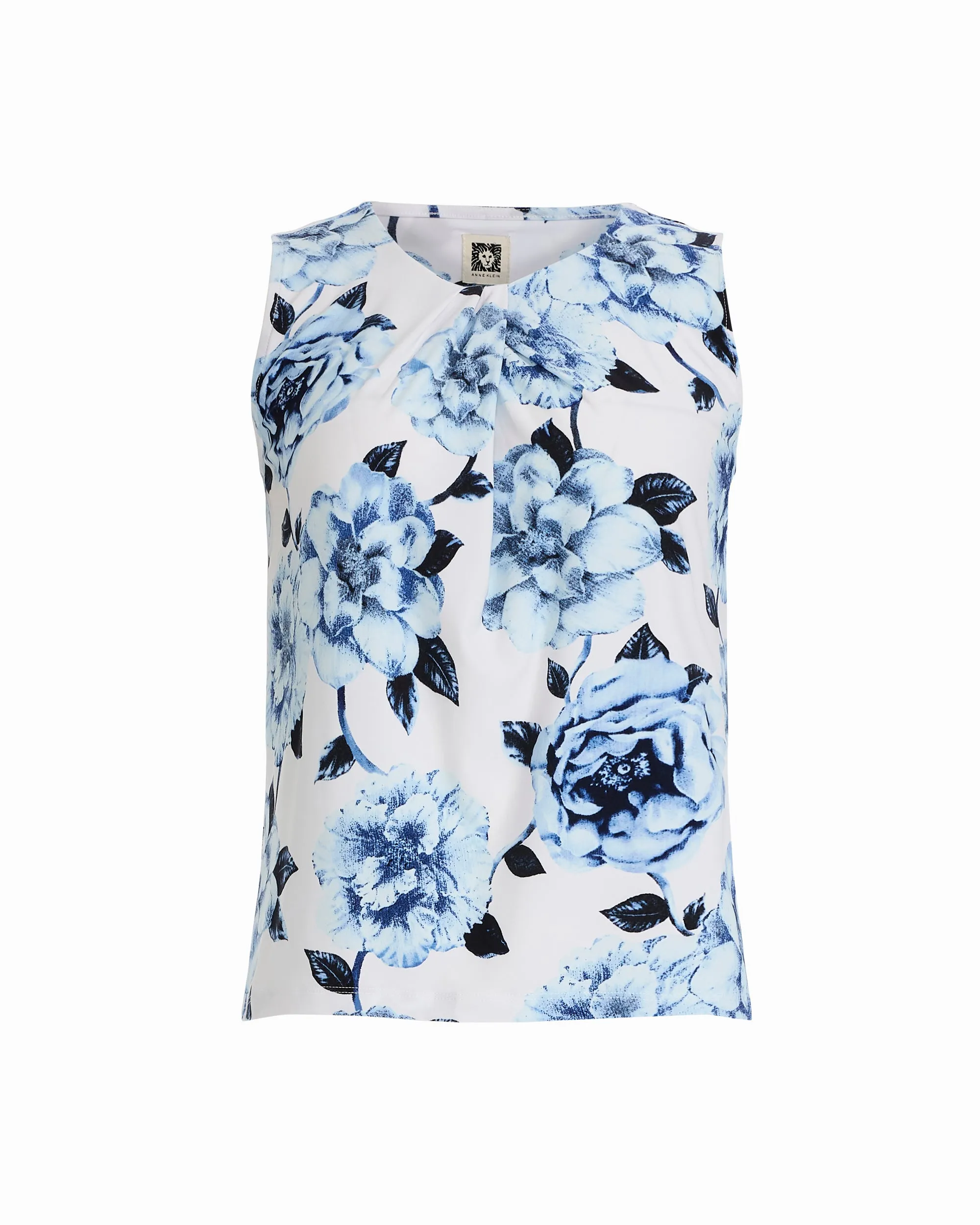 Plus Size Asymmetrical Pleated Neckline Shell Top sold by Anne Klein