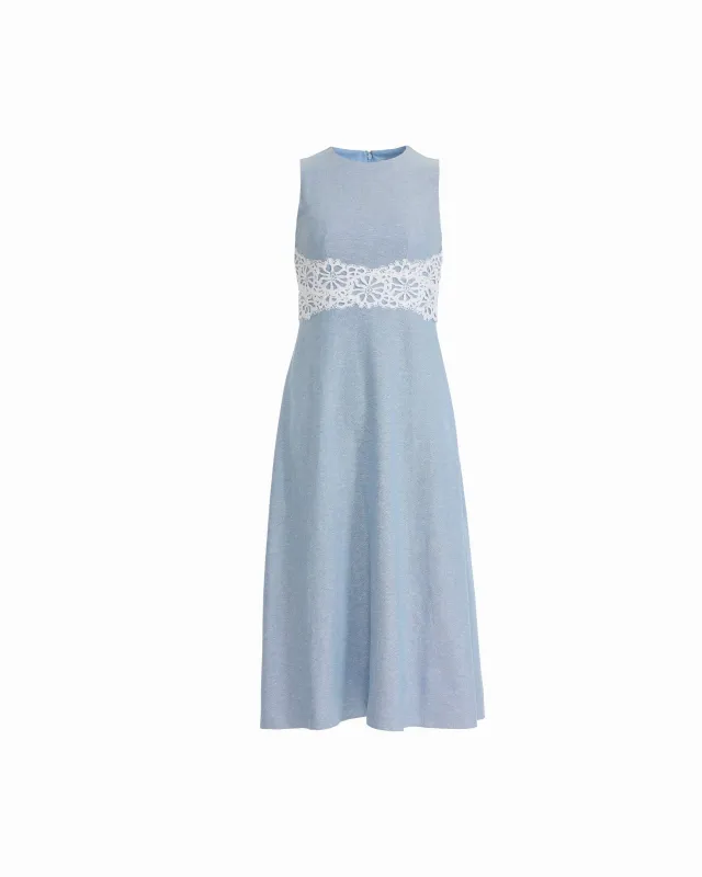 Sleeveless Midi Dress with Lace Inset made by Kasper