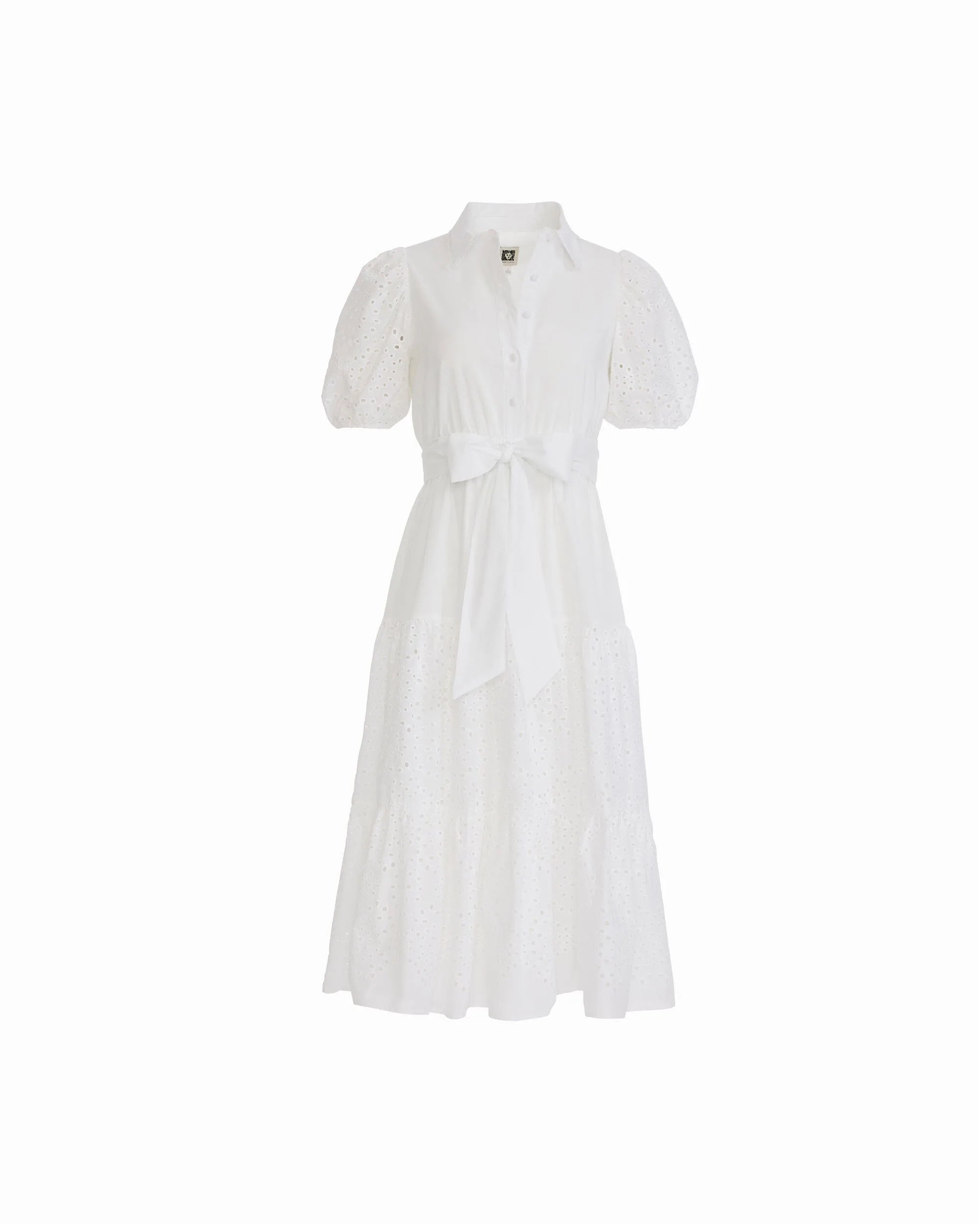 Petite Puff Sleeve Tiered Shirt Dress sold by Anne Klein