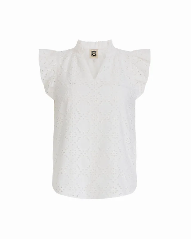 V-Neck Blouse with Flutter Sleeves made by Kasper