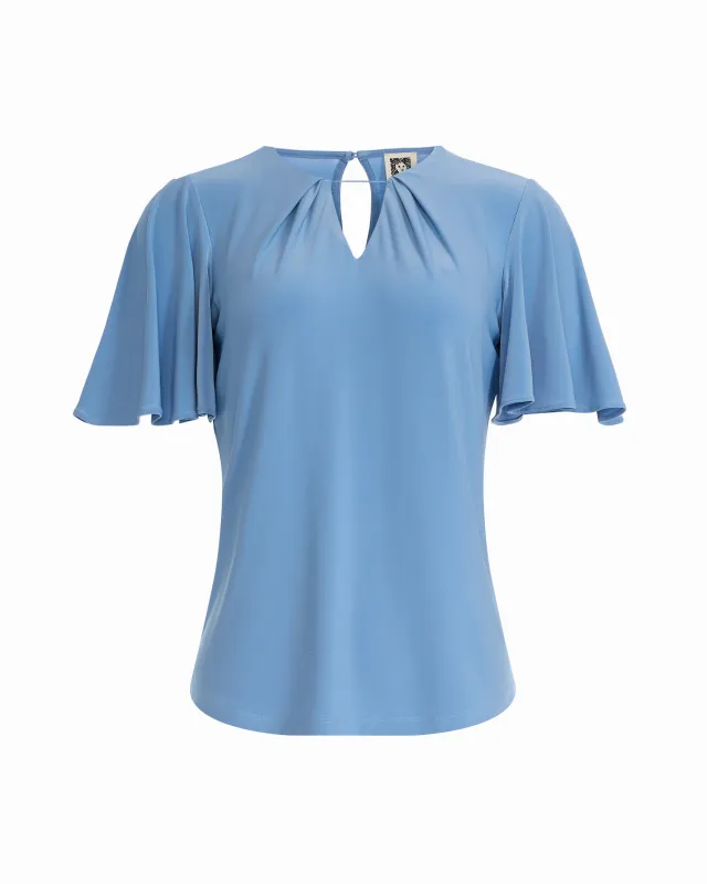 Pleated Neckline Bell Sleeve Top made by Kasper