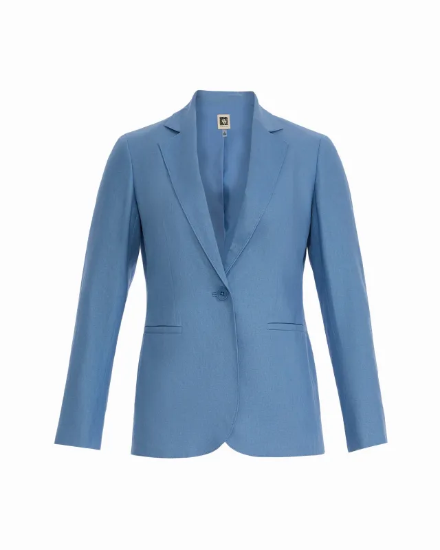 One-Button Notch Lapel Linen Blend Jacket made by Kasper