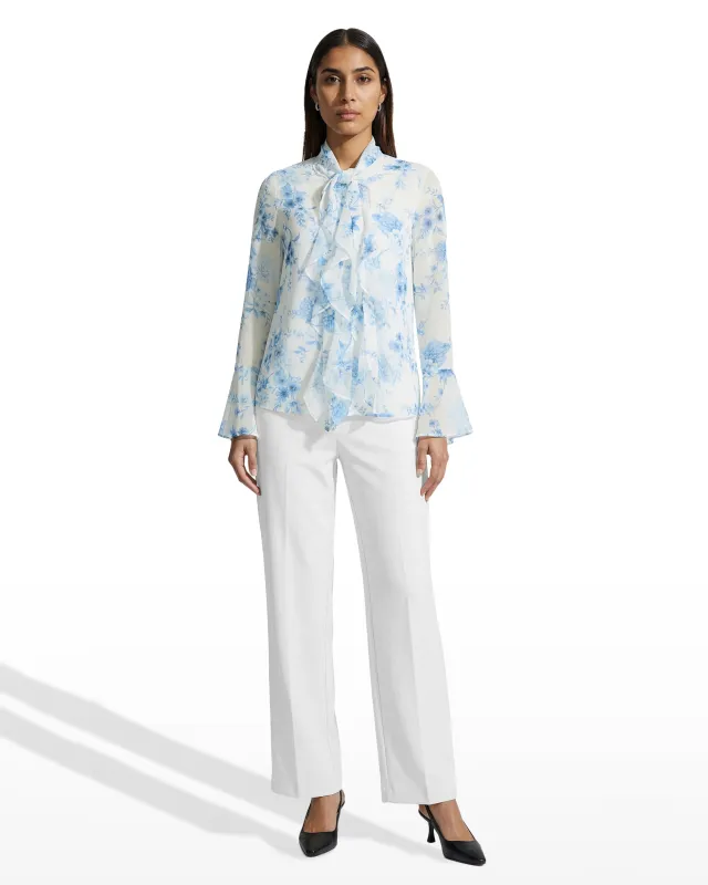 Long Sleeve Blouse with Ruffle Tie Neck made by Kasper