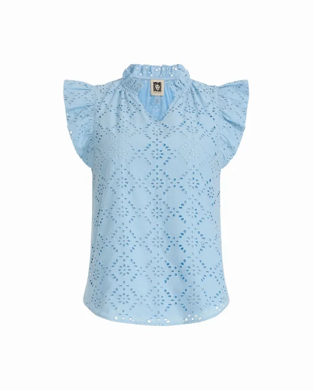 Plus Size V-Neck Blouse with Flutter Sleeves made by Kasper