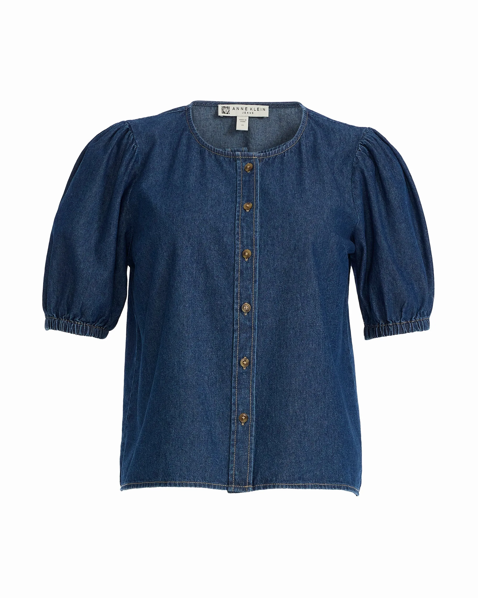 Plus Size Gathered Short Sleeve Blouse sold by Anne Klein