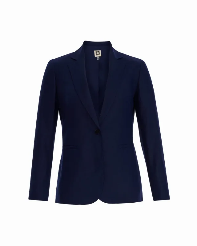 One-Button Notch Lapel Linen Blend Jacket made by Kasper