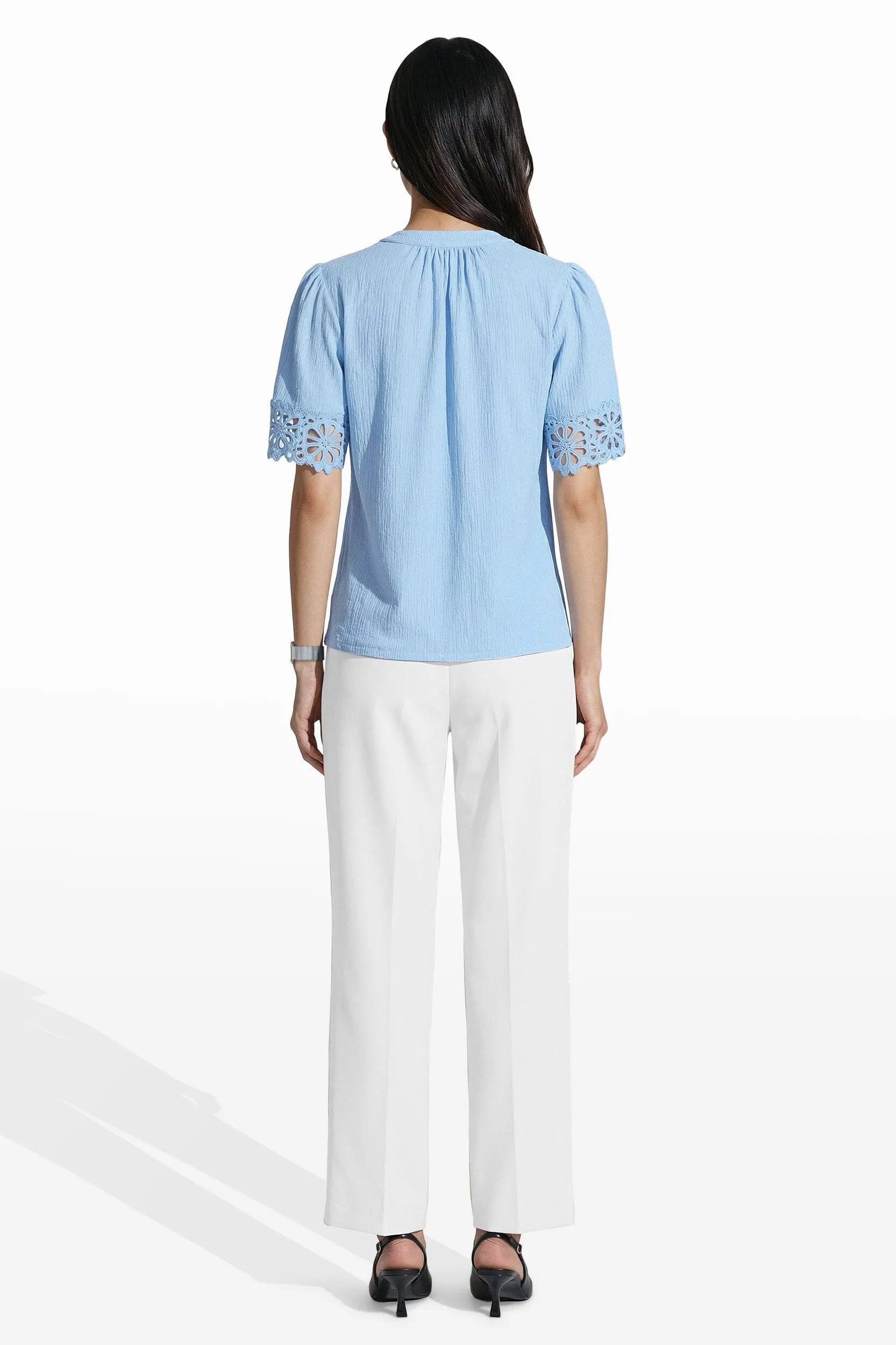 Elbow Split Neck Top with Lace sold by Anne Klein product image thumbnail 3