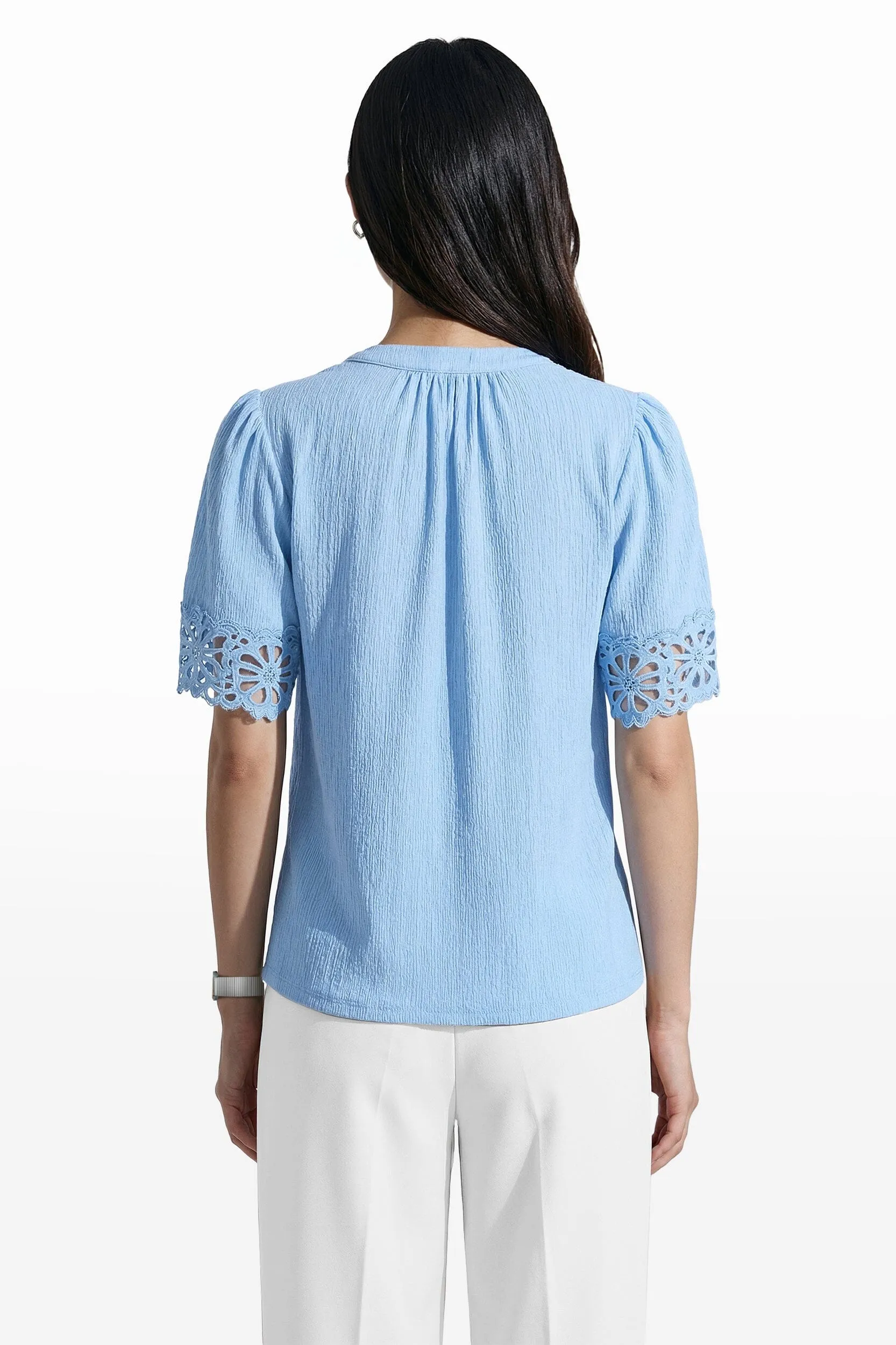 Elbow Split Neck Top with Lace sold by Anne Klein product image thumbnail 4