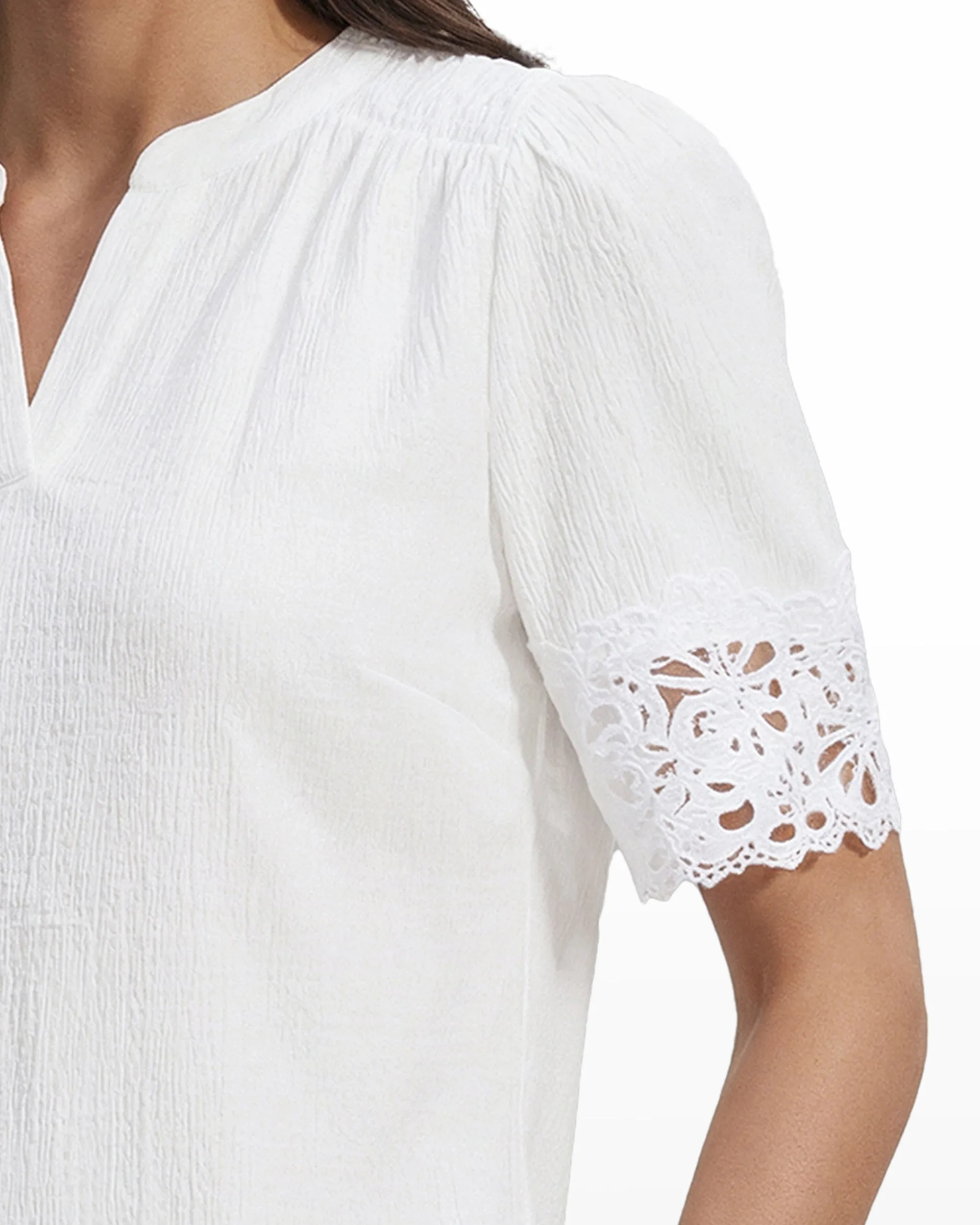 Elbow Split Neck Top with Lace sold by Anne Klein product image thumbnail 5