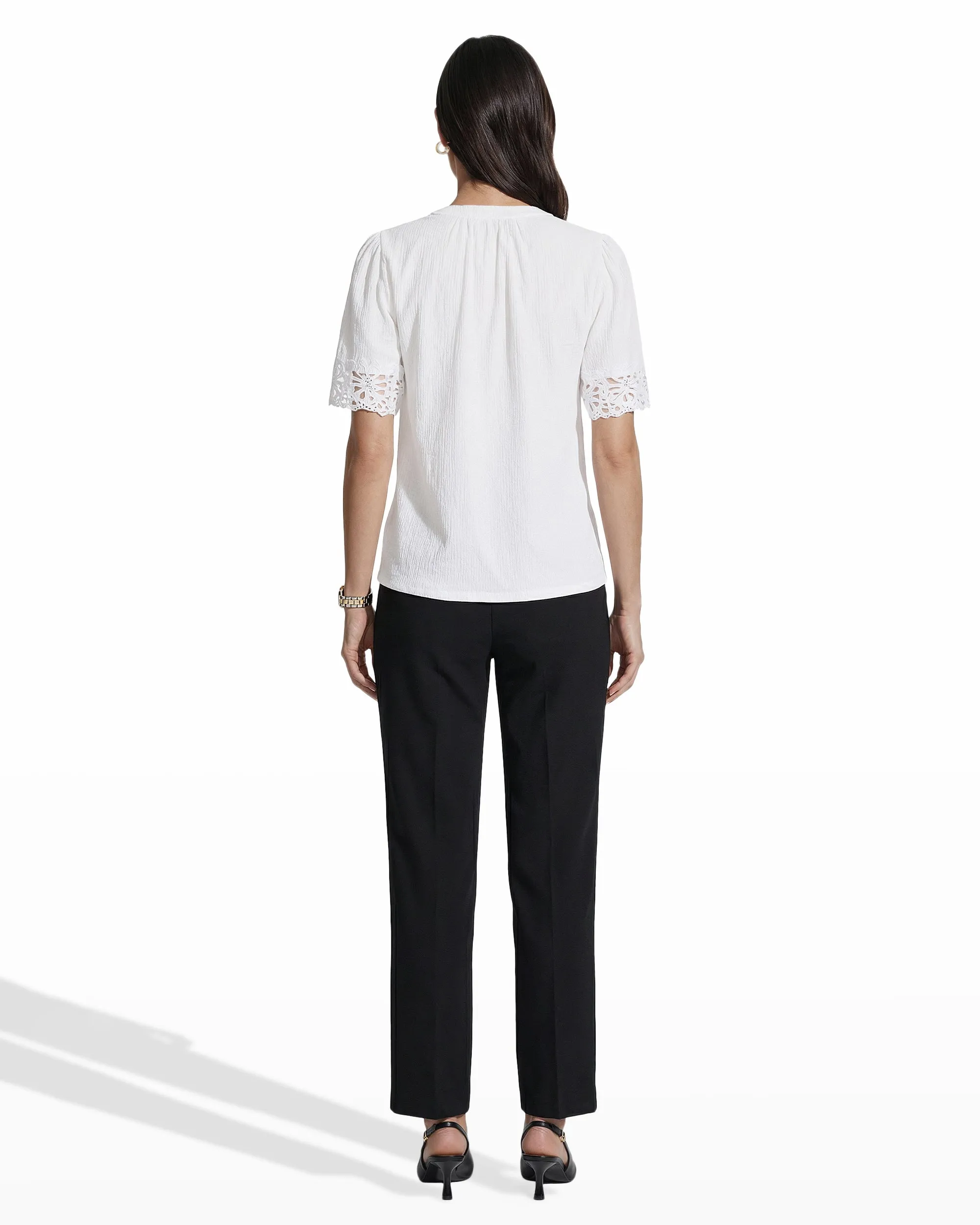 Elbow Split Neck Top with Lace sold by Anne Klein product image thumbnail 2