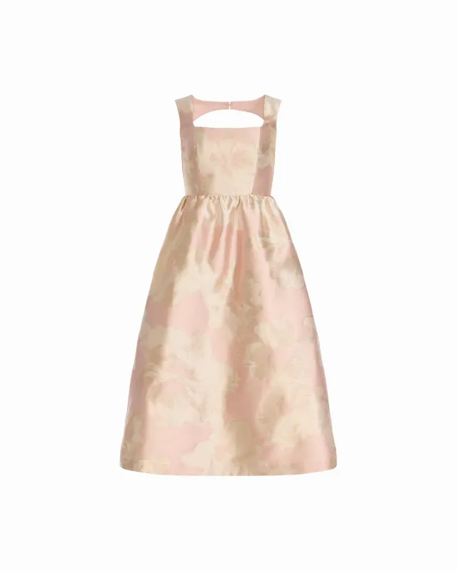 Square Neck A-line Silhouette Midi length Dress with Open Back made by Kasper