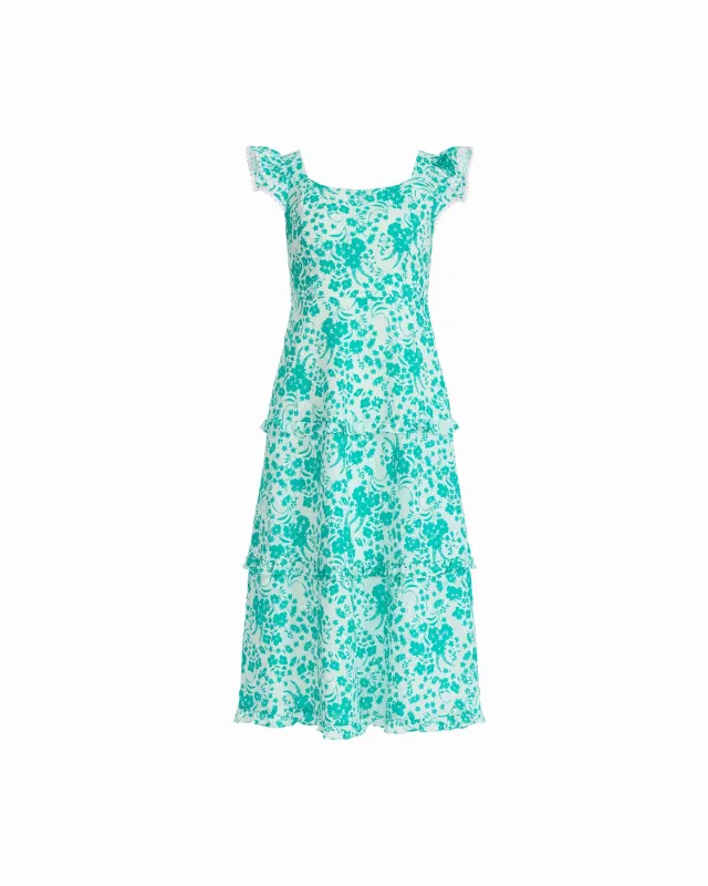 Ruffled Tiered construction Midi Length Dress made by Kasper