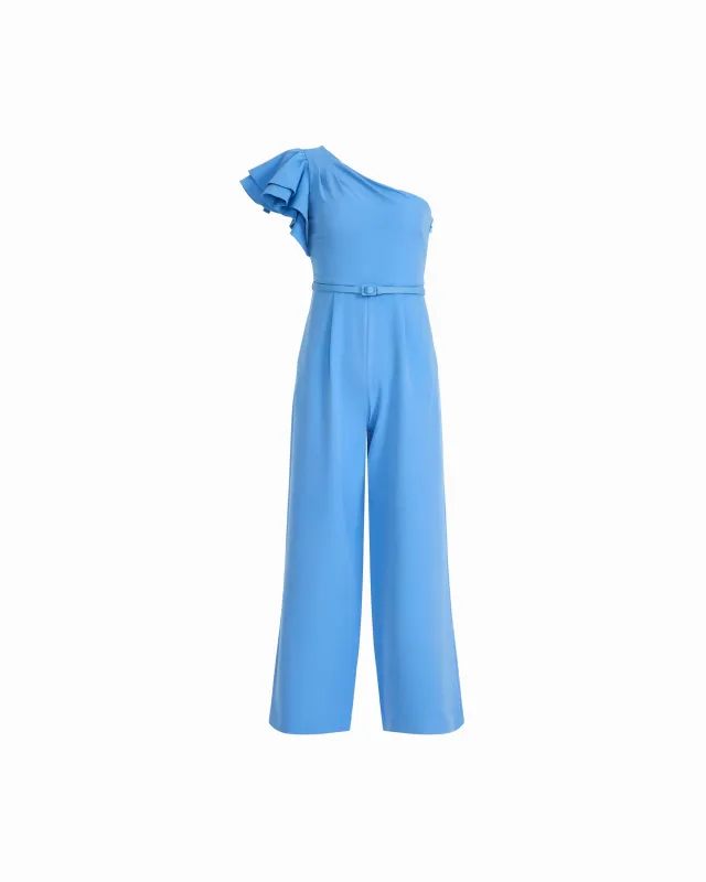 One Shoulder Ruffle Detail Sleeve Jumpsuit made by Kasper