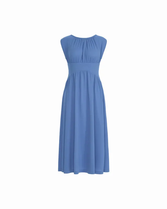 Boat Neckline Shirred Midi length Dress made by Kasper