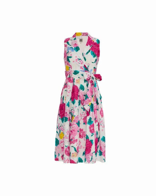 Notched Collar Wrap Dress with Full Skirt made by Kasper