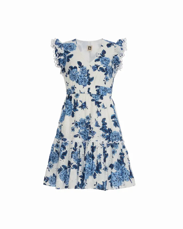 V-Neck Ruffle detail Sleeve Mini length Dress made by Kasper