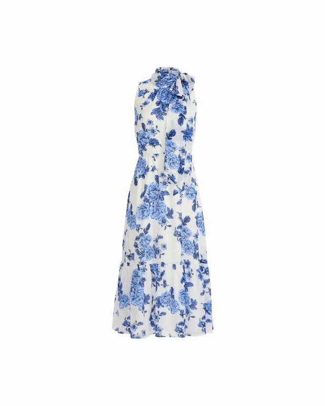 Tie Neck Tiered construction Midi Length Dress made by Kasper