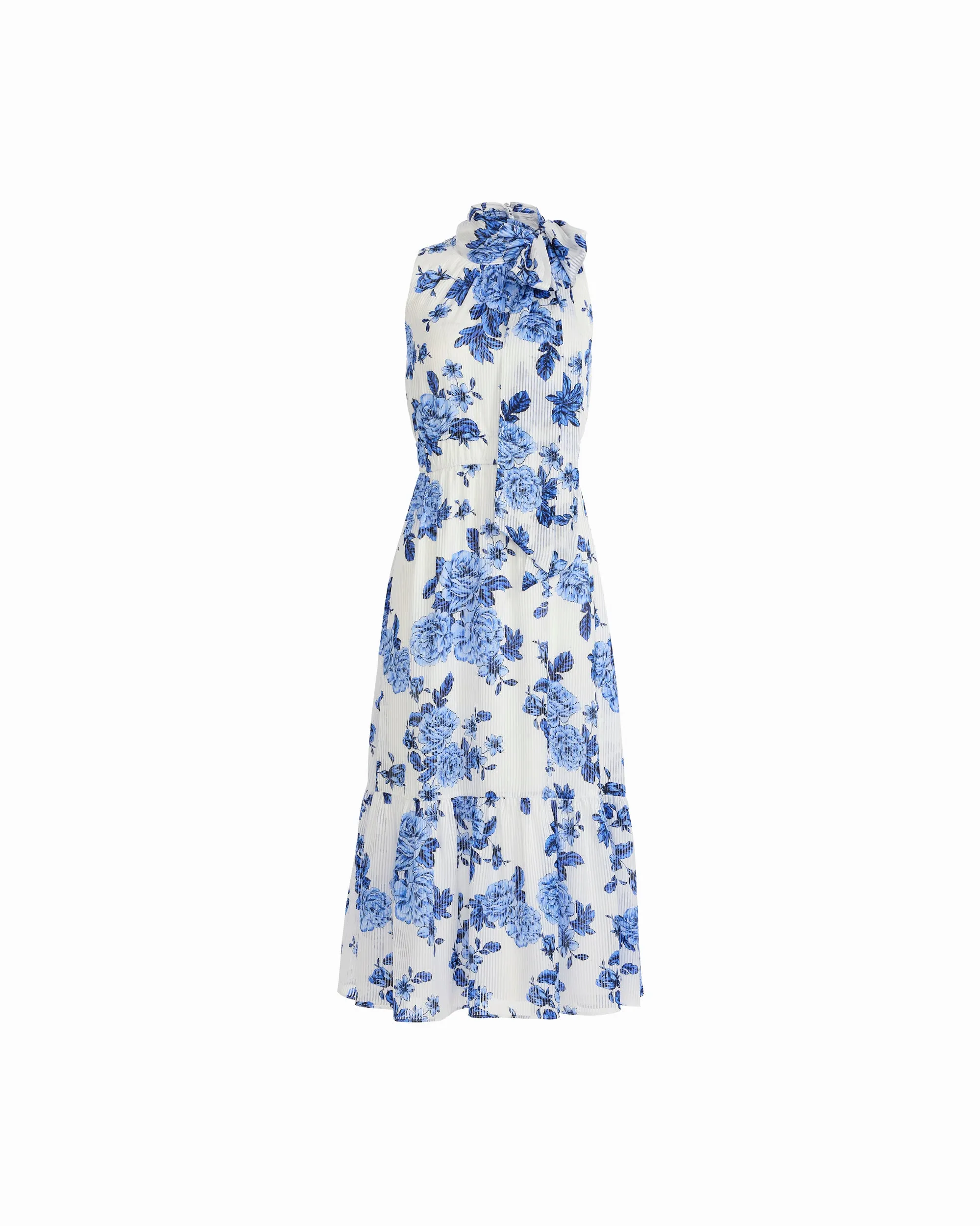 Tie Neck Tiered construction Midi Length Dress sold by Anne Klein