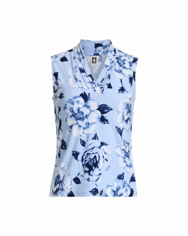 Plus Size Triple Pleat V-Neck Sleeveless Knit Top made by Kasper