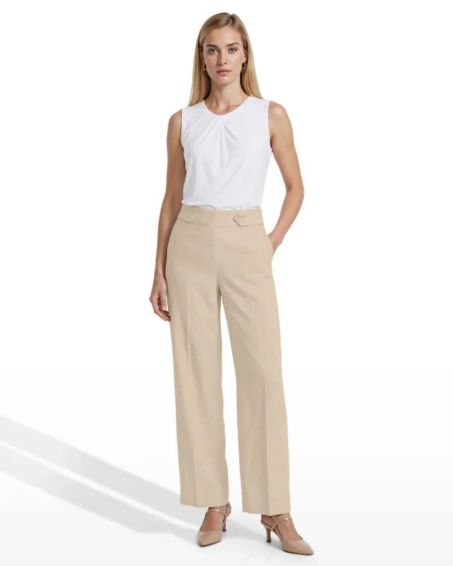 Petite High-Rise Pull-On Wide Leg Pants Waistband Detail made by Kasper