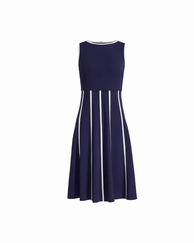 Fit And Flare Midi Length Dress With Piping Trim Detail made by Kasper