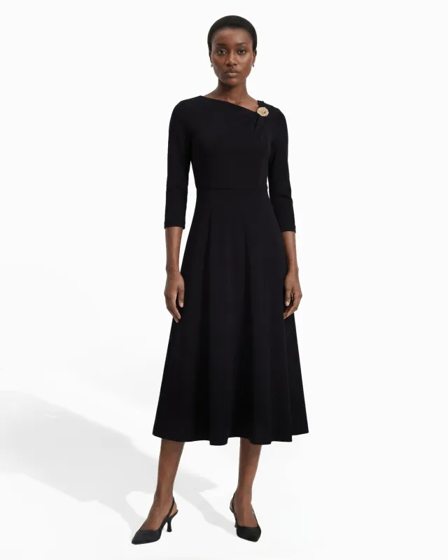 Shoulder Pin Midi Length A-line silhouette Dress made by Kasper