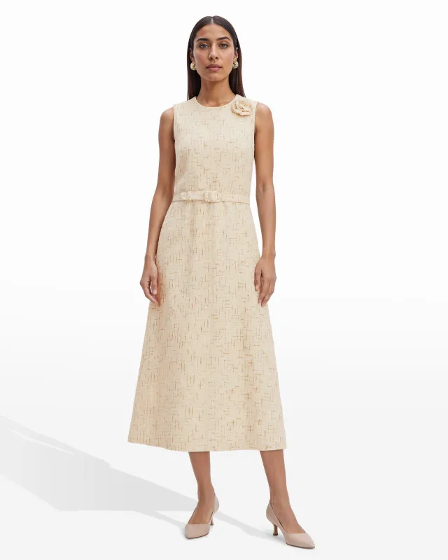 Rosette Detail A-Line Midi Dress made by Kasper