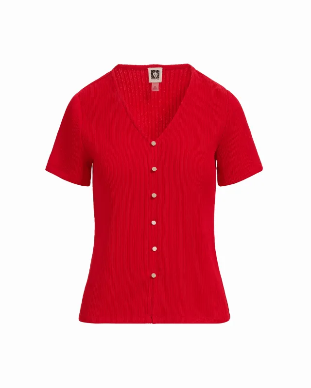 Plus Size Short Sleeve V-Neck Knit Top and Loop made by Kasper