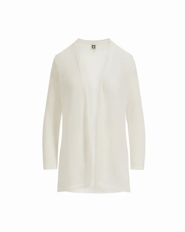 Textured Stitch Sheer Long Open-Front Cardigan made by Kasper