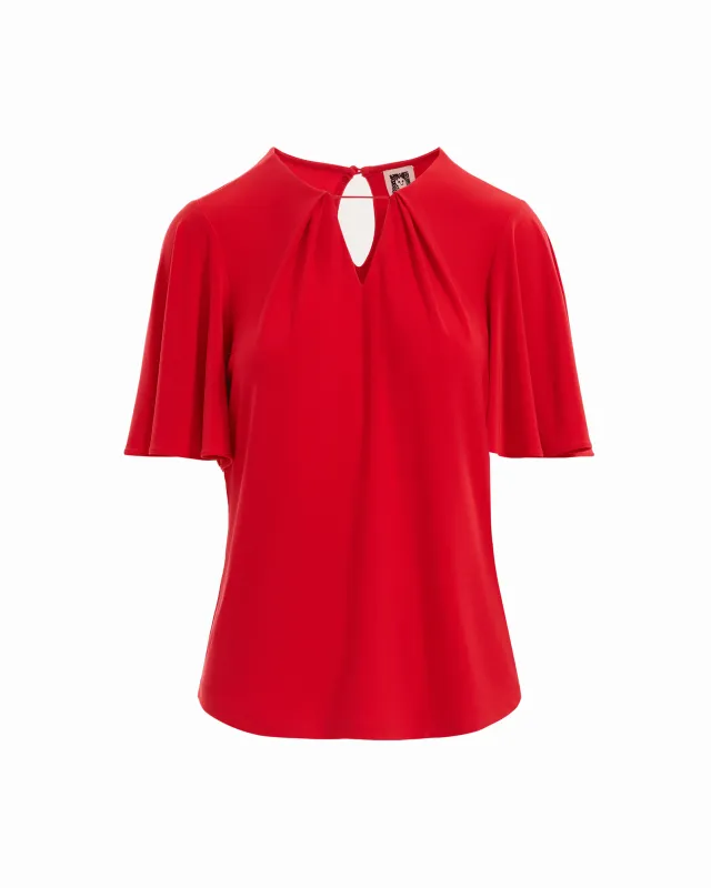V-Neck Bell Sleeve Pullover Top made by Kasper