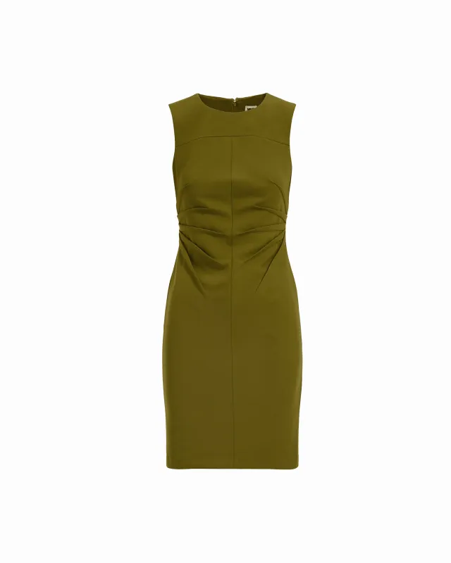 Ruched Sleeveless Crew Neck Sheath Dress made by Kasper