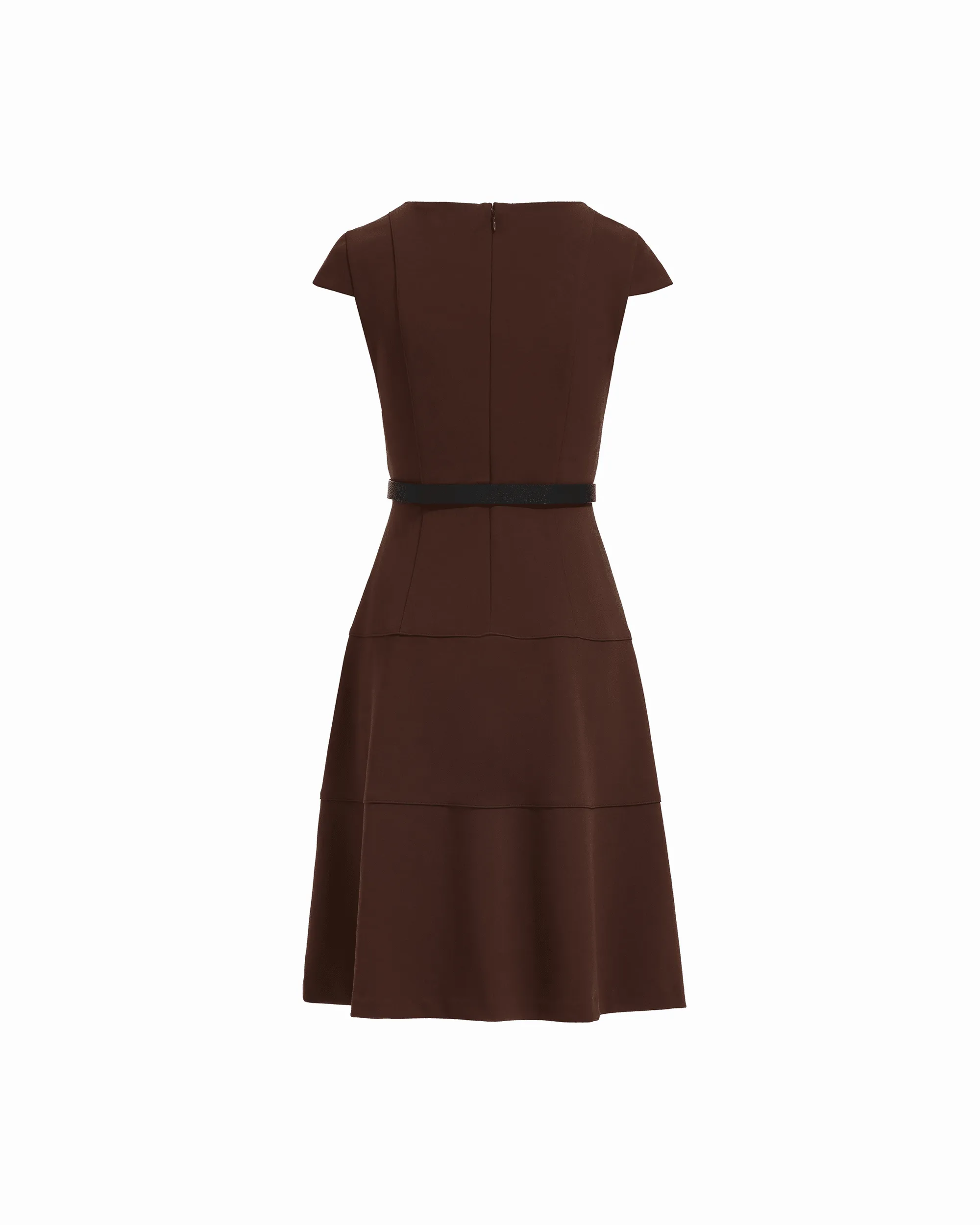Cap Sleeve Tiered Skirt Belted Crew Neck Dress sold by Anne Klein product image thumbnail 2