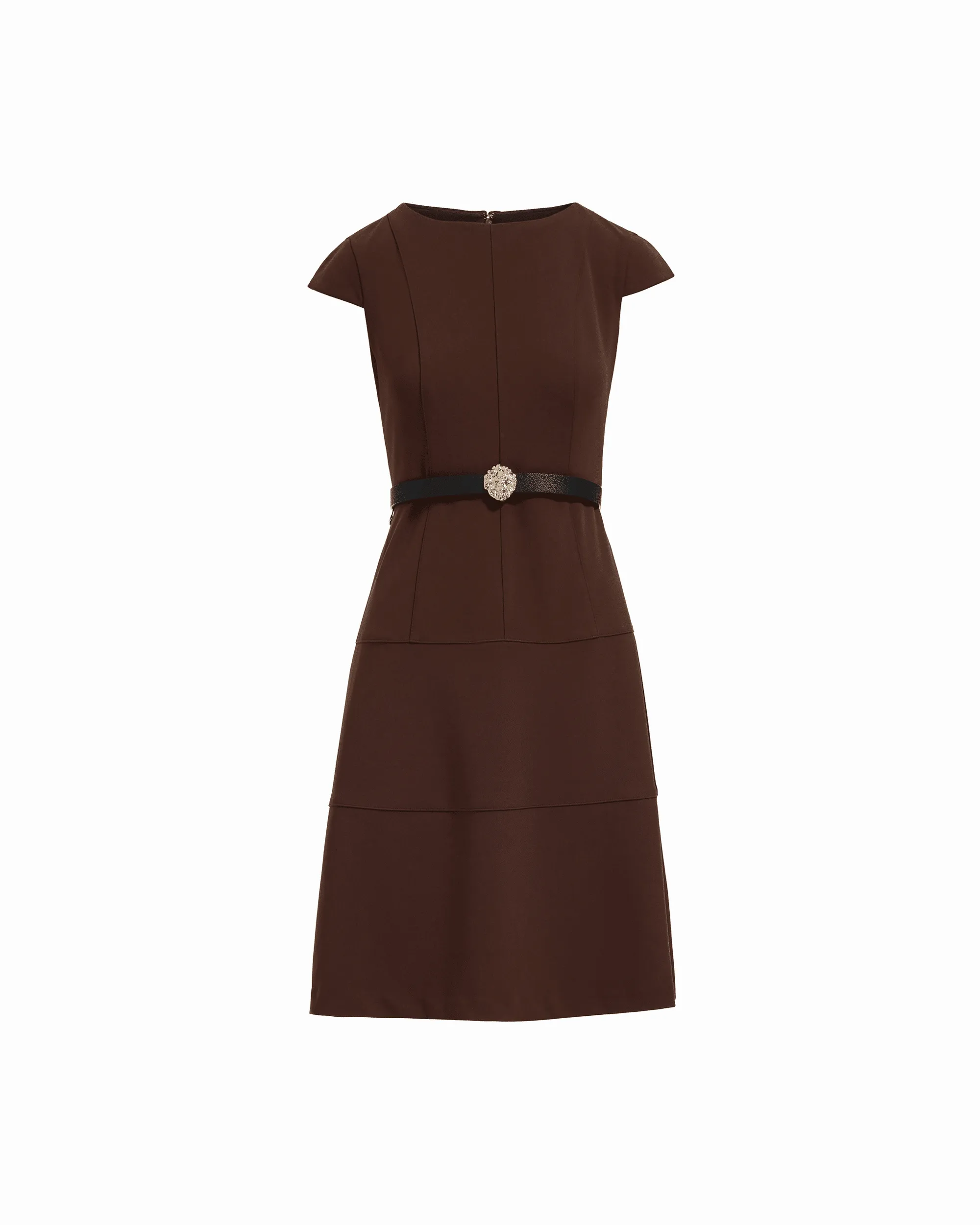 Cap Sleeve Tiered Skirt Belted Crew Neck Dress sold by Anne Klein product image thumbnail 3