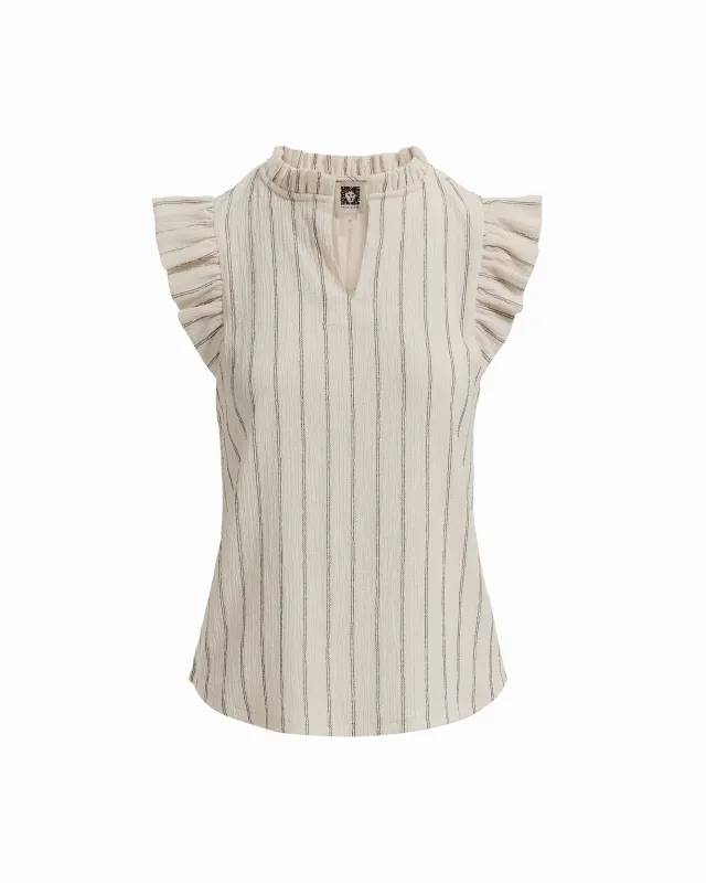 Flutter Sleeve Split Neck Top made by Kasper