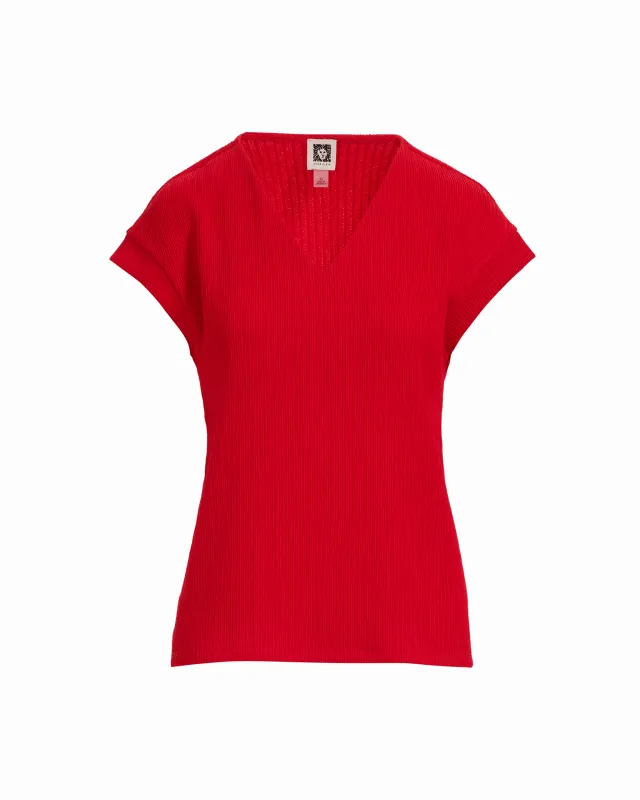 Extended Shoulder V-Neck Knit Top made by Kasper