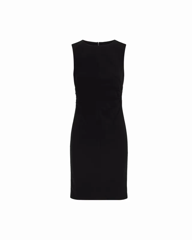 Ruched Sleeveless Crew Neck Sheath Dress made by Kasper