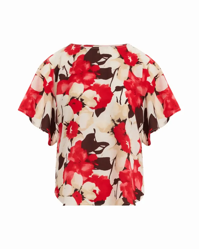 Plus Size Flutter Sleeve Bateau Neck Blouse made by Kasper