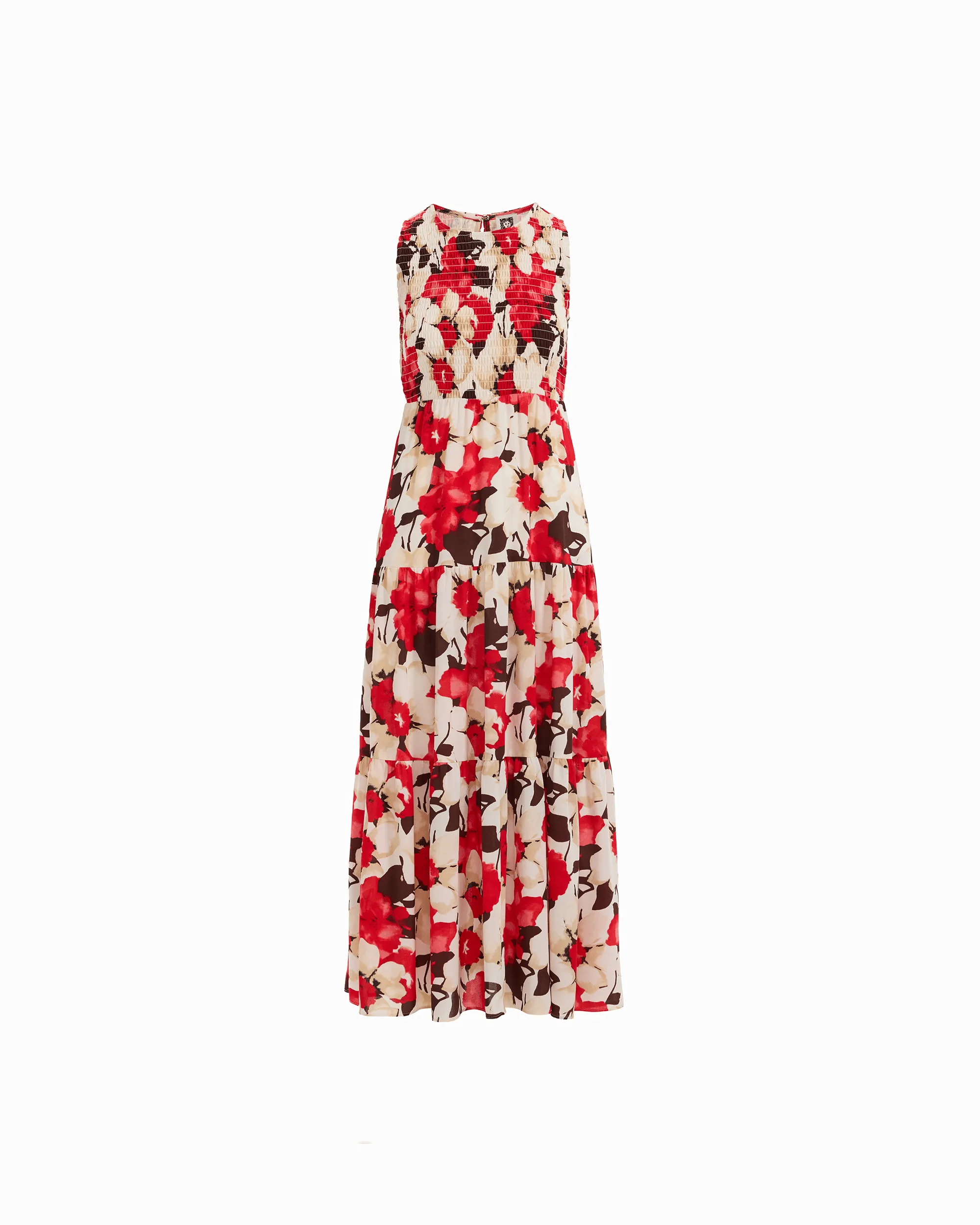 Smocked Bodice Tiered Maxi Dress sold by Anne Klein