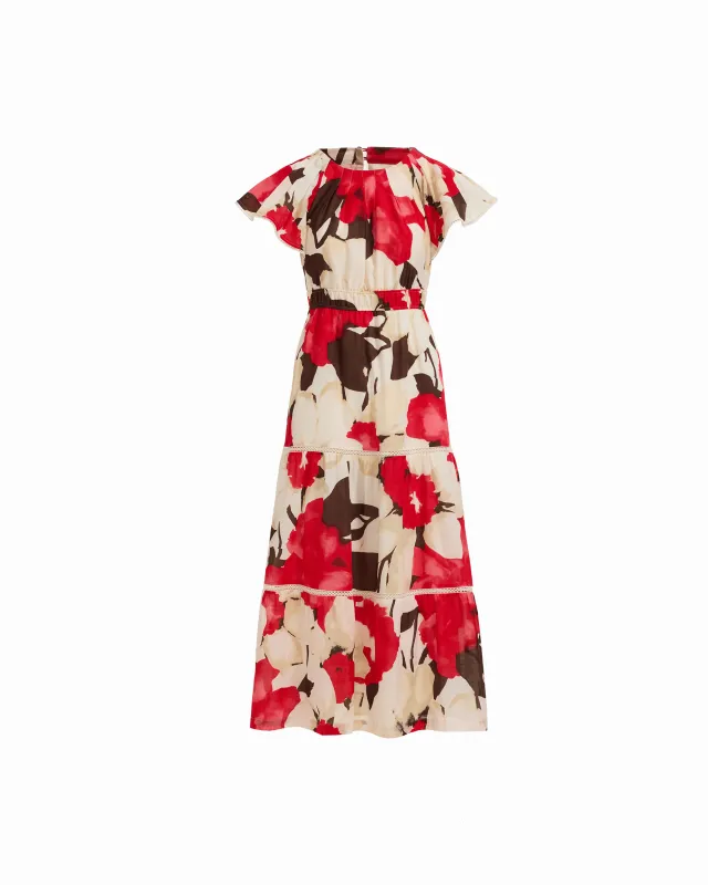 Plus Size Flutter Sleeve Tiered Midi Dress made by Kasper