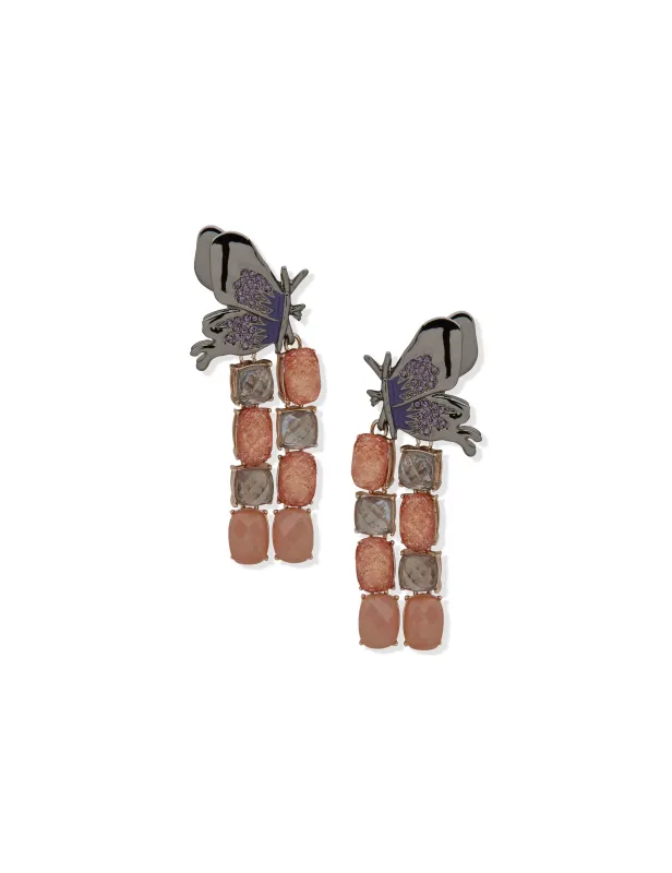 Butterfly Motif Earring-Gld/Lt Hem/Mlt made by Anne Klein