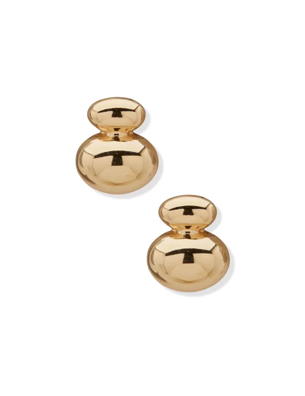 Puffy Dbl Round Button Earring-Gld made by Anne Klein