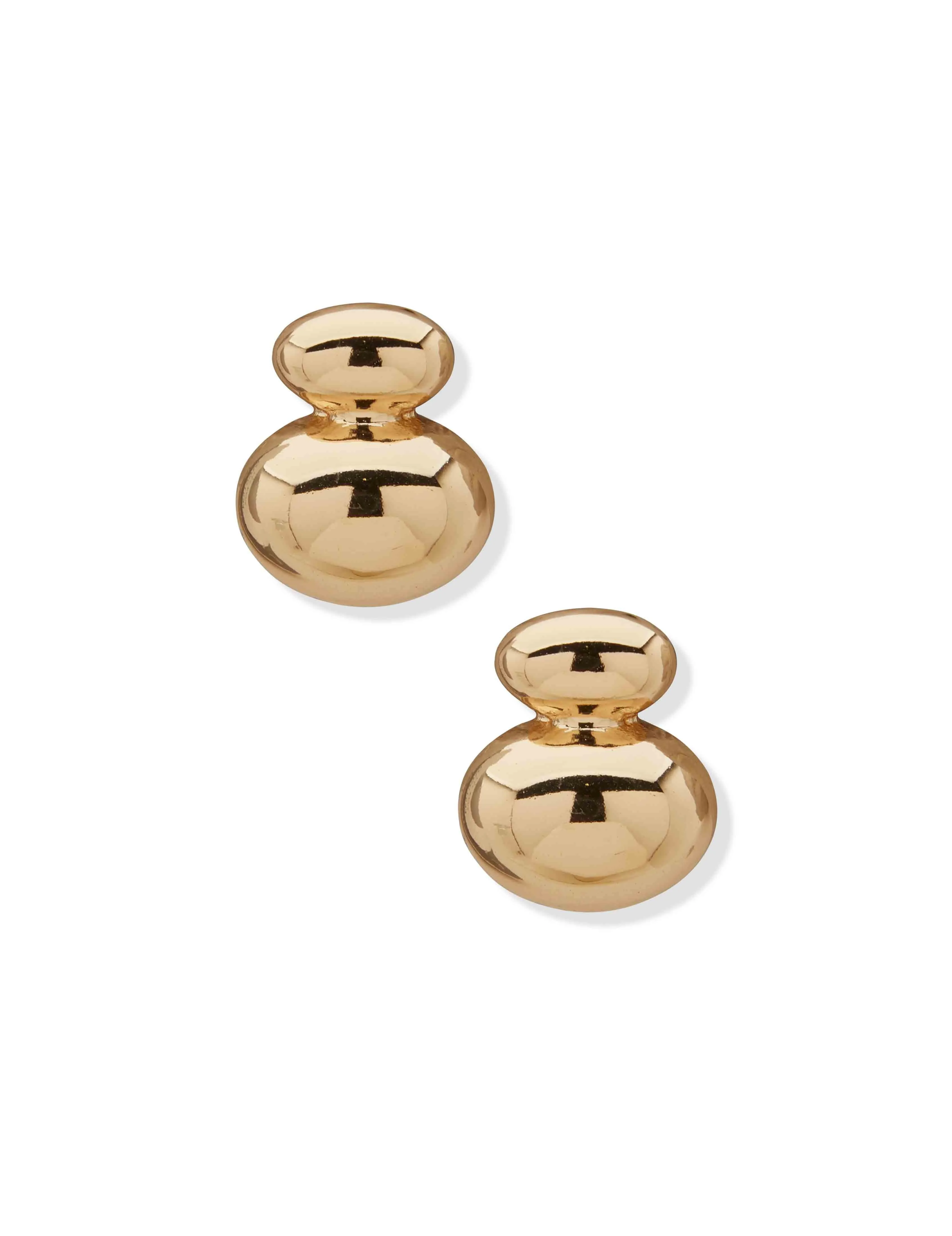 Puffy Dbl Round Button Earring-Gld sold by Anne Klein