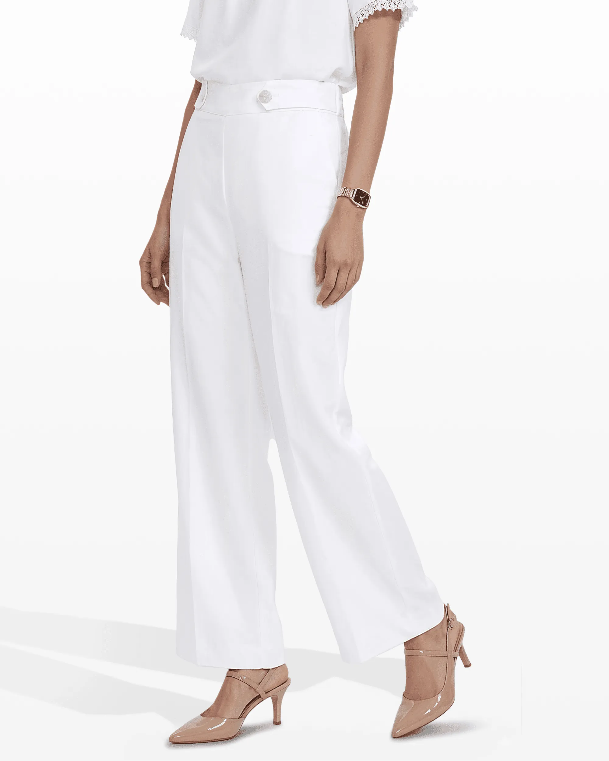 Petite High-Rise Pull-On Wide Leg Pants Waistband Detail sold by Anne Klein product image thumbnail 4