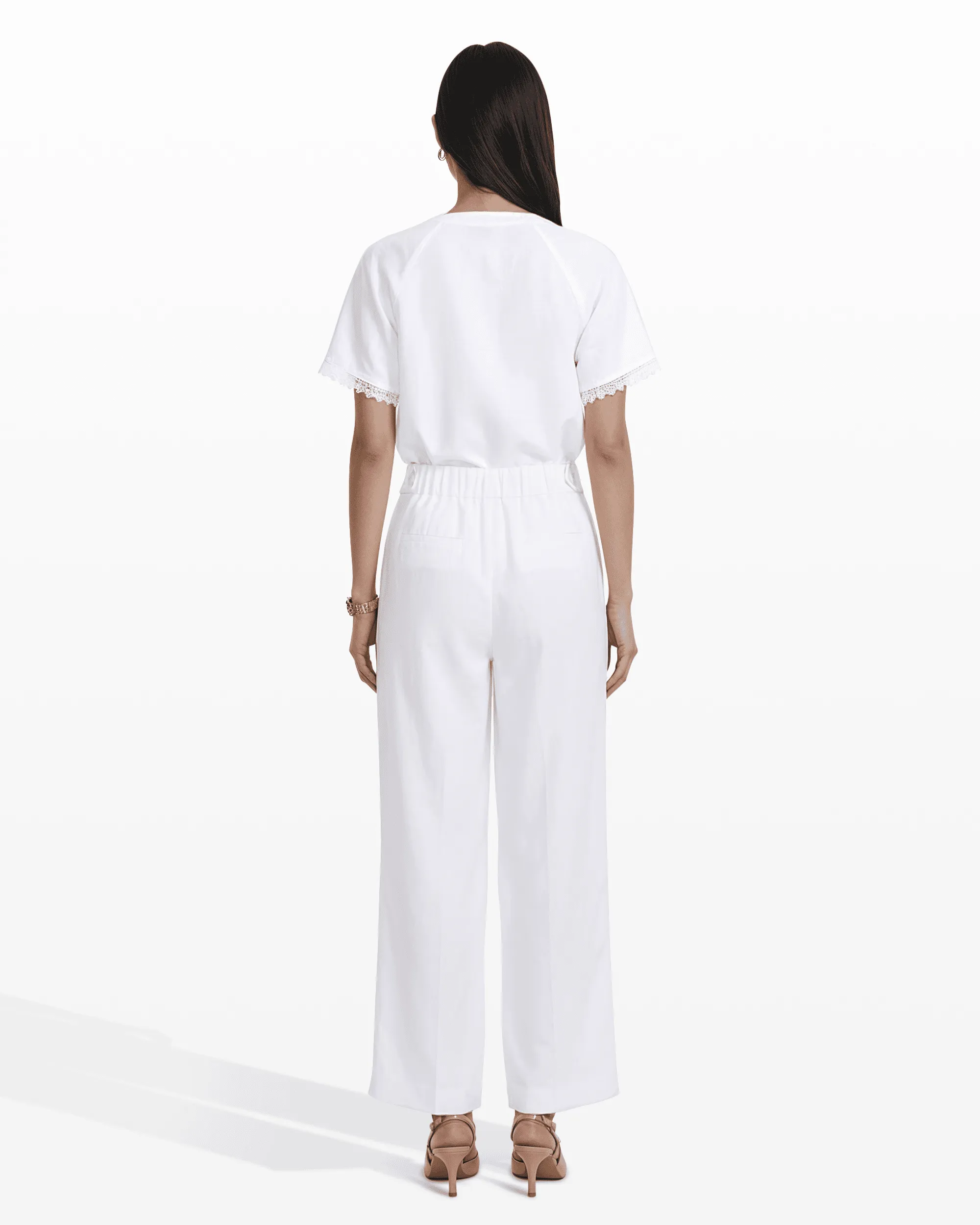 Petite High-Rise Pull-On Wide Leg Pants Waistband Detail sold by Anne Klein product image thumbnail 2